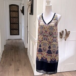 Leifsdottir Anthropologie Silk Paisley Shift Dress Sleeveless V Neck 4 Boho